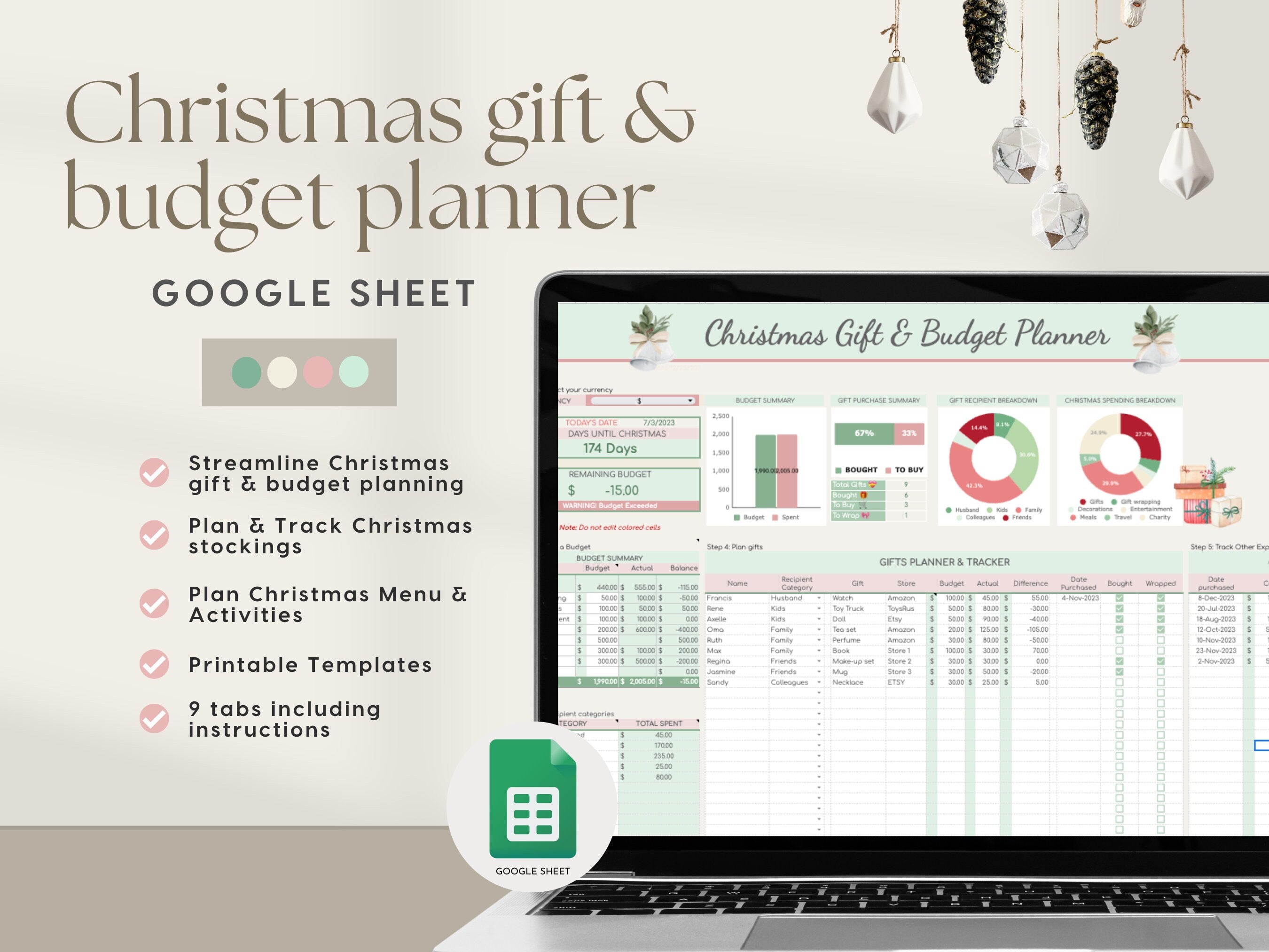 Christmas Planner - Gifts Tracker & Budget